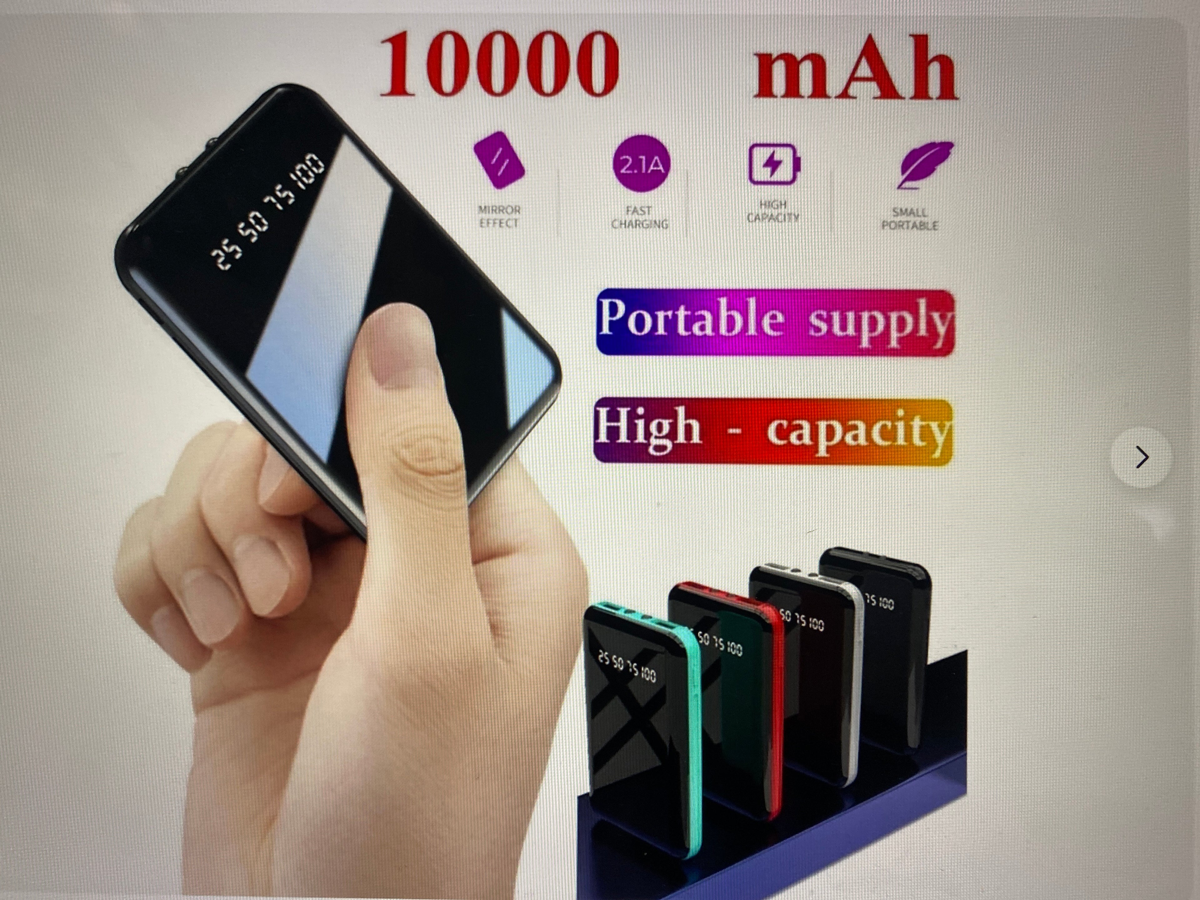 Mini 10000mAh Power Bank UltraThin USB Portable External Battery Backup Charger
