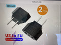 2pcs US to EU travel plug adapter power converter for European sockets